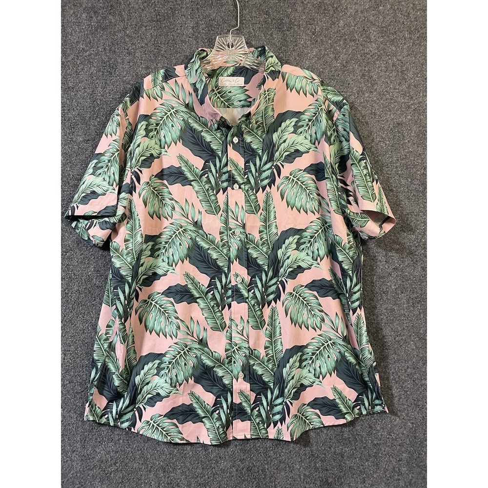 Cotton & Co. Shirt, Men's Size XXL, Green Pink, Button Up, Hawaiian Shirt‎